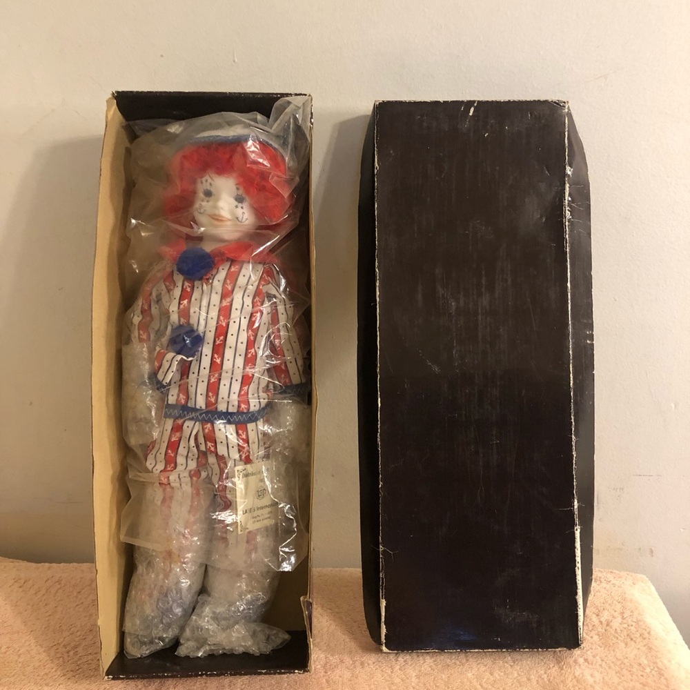 Vintage LASEG International Anne Luree 16” Matey Clown Doll With Music Box NOB